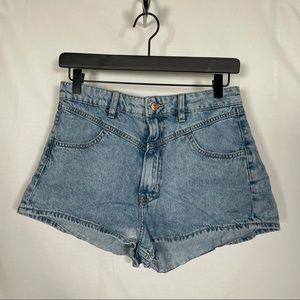H&M Divided High-rise Jean Shorts Acid Wash